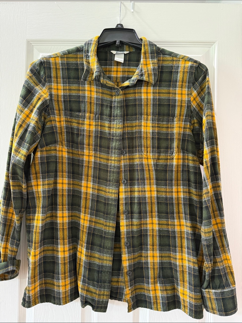Duluth Trading Co Yellow and Green Plaid Button-Down Shirt - Picture 1 of 2